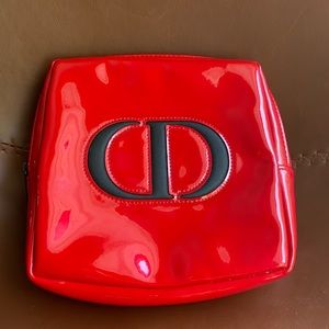 Dior red square makeup bag pouch